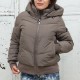 Ежедневно дамско атрактивно есенно яке тип бомбер в кафяв цвят с качулка-4662