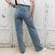 Уникални дамски High Waist Wide Leg Jeans дънки в син-сив отенък с цветни мотиви-2723